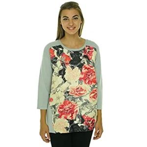 NEW Alfani Women's Floral Tweed Raglan Sweater